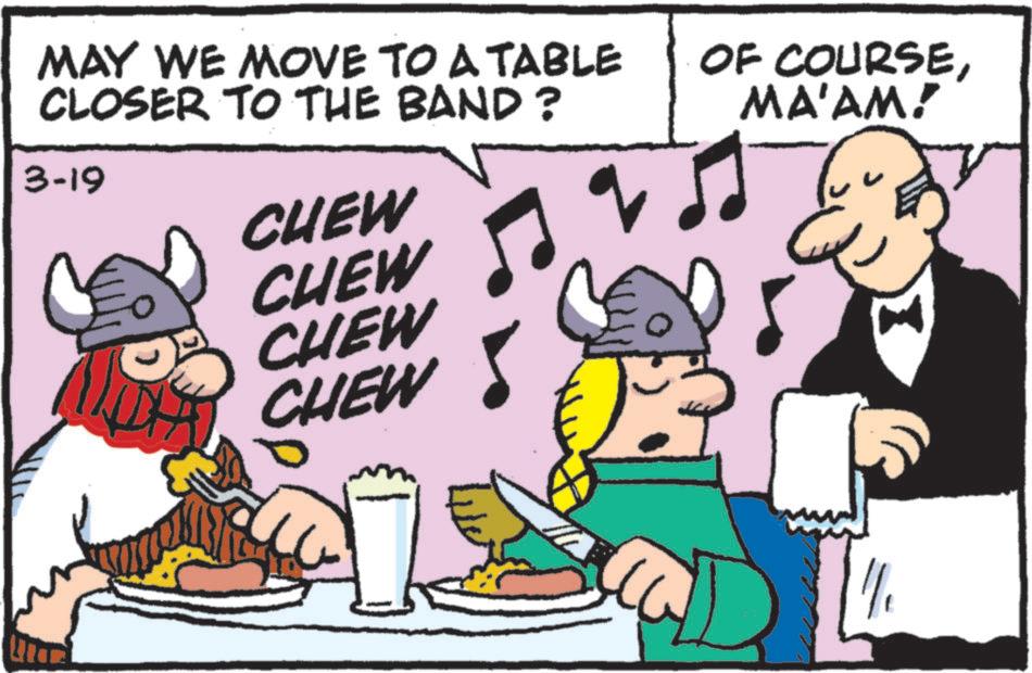 Pleased OCR: MAY WE MOVE TO A TABLE CLOSER TO THE BAND? OF COURSEMA'AM! 3-19 P CUEW CHEW CHEW CHEW MAY WE MOVE TO A TABLE CLOSER TO THE BAND ? OF COURSEMA'AM ! 3-19 P CUEW CHEW CHEW CHEW