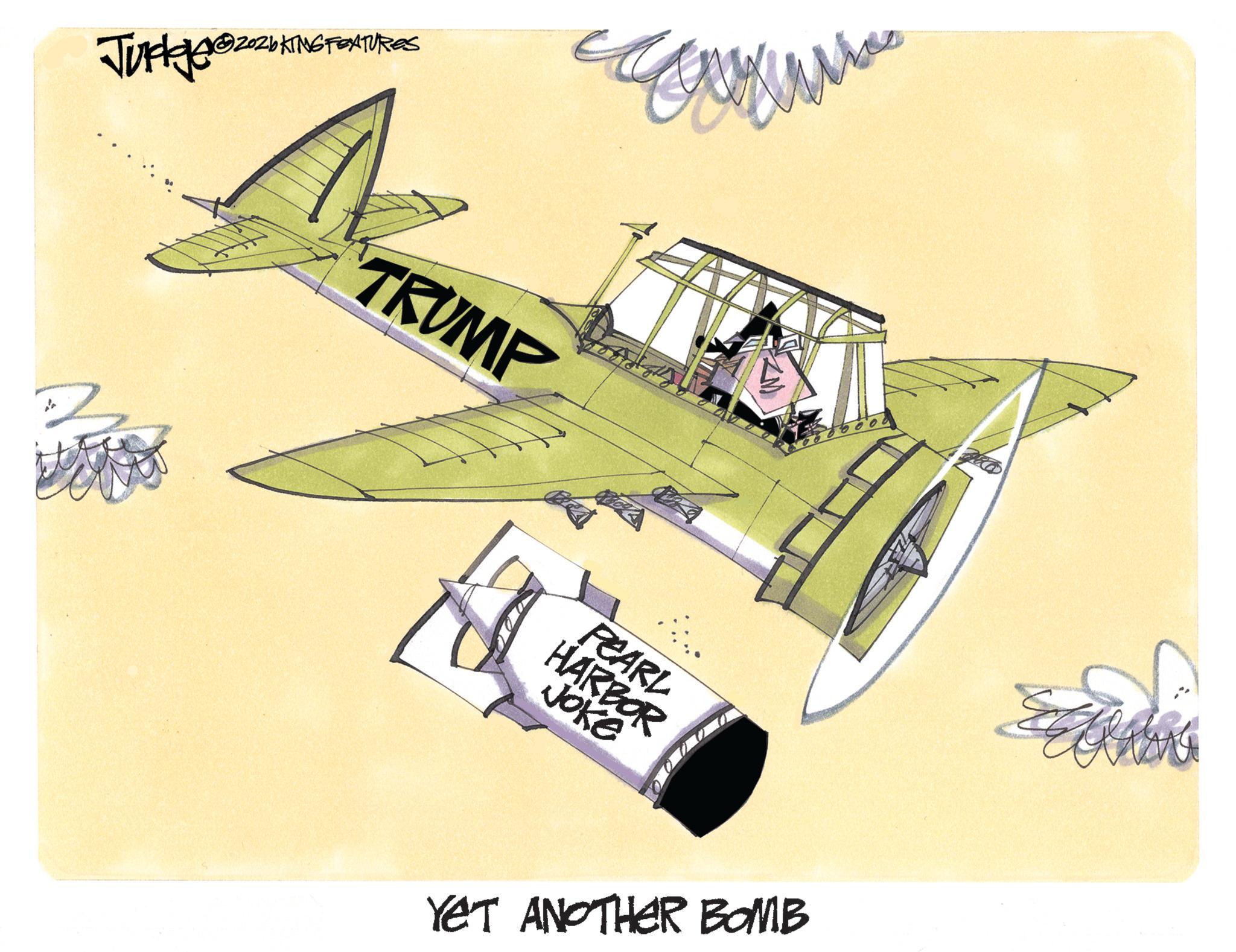 Light aircraft OCR: A?202bKING FEATURES Jurger@ZZbKINGT TRUMP PEARL HARBOR Joke YET ANOTHER BOMB A?202bKING FEATURES Jurger @ ZZbKINGT TRUMP PEARL HARBOR Joke YET ANOTHER BOMB