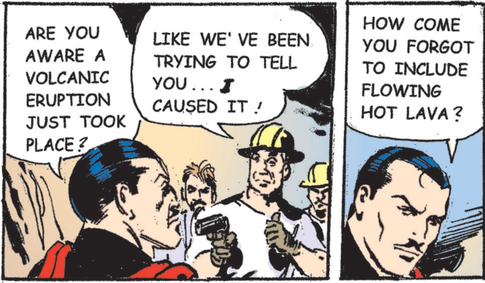 Comic book OCR: ARE YOU AWARE A LIKE WE'VE BEEN. TRYING TO TELL CAUSED IT! HOW COME YOU FORGOT TO INCLUDE FLOWING HOT LAVA? VOLCANIC ERUPTION JUST TOOK PLACE? YOU ... I ARE YOU AWARE A LIKE WE'VE BEEN . TRYING TO TELL CAUSED IT ! HOW COME YOU FORGOT TO INCLUDE FLOWING HOT LAVA ? VOLCANIC ERUPTION JUST TOOK PLACE ? YOU ... I
