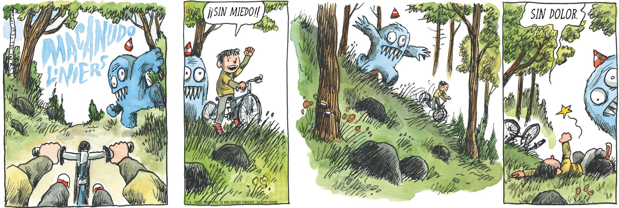 Publication OCR: NIERS DO jiSIN MIEDO!! 3-8 2026 NIS DIST BY KING FEATURES SYNDICATE LINIERSCARTOON ??? SIN DOLOR. NIERS DO jiSIN MIEDO !! 3-8 2026 NIS DIST BY KING FEATURES SYNDICATE LINIERSCARTOON ??? SIN DOLOR .