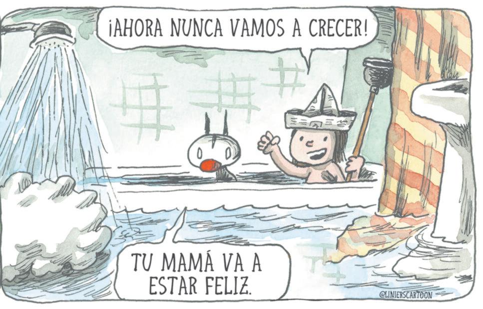 Fiction OCR: ¡AHORA NUNCA VAMOS A CRECER! # ? TU MAMA VA A ESTAR FELIZ. @LINIERSCARTOON ¡ AHORA NUNCA VAMOS A CRECER ! # ? TU MAMA VA A ESTAR FELIZ . @LINIERSCARTOON