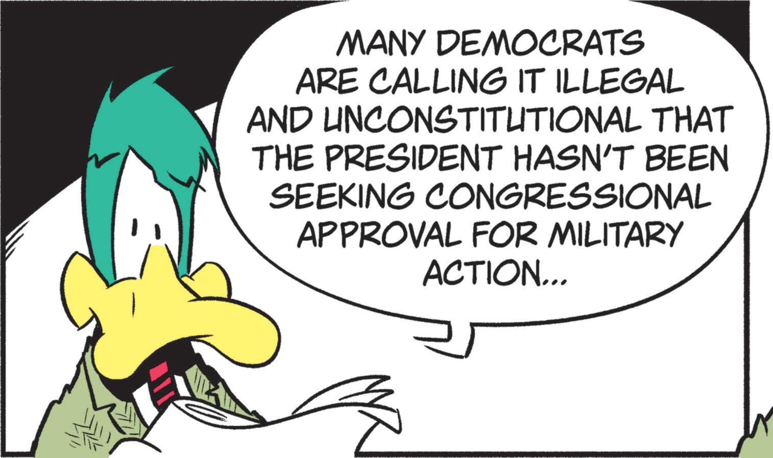Animation OCR: MANY DEMOCRATS ARE CALLING IT ILLEGAL AND UNCONSTITUTIONAL THAT THE PRESIDENT HASN'T BEEN SEEKING CONGRESSIONAL APPROVAL FOR MILITARY ACTION... er MANY DEMOCRATS ARE CALLING IT ILLEGAL AND UNCONSTITUTIONAL THAT THE PRESIDENT HASN'T BEEN SEEKING CONGRESSIONAL APPROVAL FOR MILITARY ACTION ... er