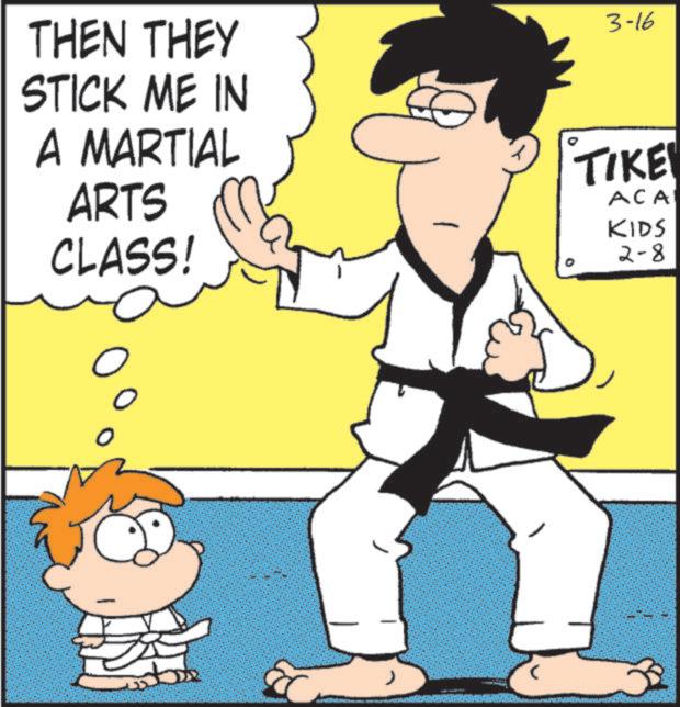 Animation OCR: THEN THEY STICK ME IN A MARTIAL ARTS CLASS! ? ? 3-16 ????? ACA KIDS 2-8 THEN THEY STICK ME IN A MARTIAL ARTS CLASS ! ? ? 3-16 ????? ACA KIDS 2-8