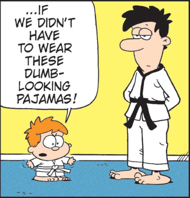 Fictional character OCR: ....IF WE DIDN'T HAVE TO WEAR THESE DUMB- LOOKING PAJAMAS! .... IF WE DIDN'T HAVE TO WEAR THESE DUMB- LOOKING PAJAMAS !