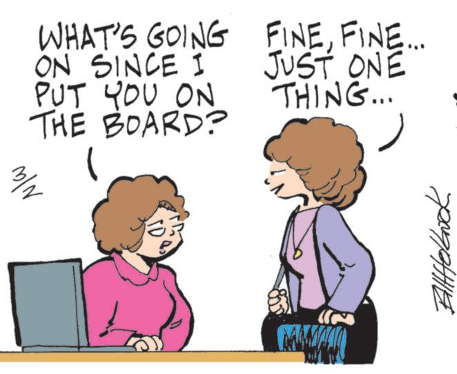 Photo caption OCR: WHAT'S GOING ON SINCE I PUT YOU ON THE BOARD? 3/2 FINEFINE. JUST ONE THING... Blterbock WHAT'S GOING ON SINCE I PUT YOU ON THE BOARD ? 3/2 FINEFINE . JUST ONE THING ... Blterbock