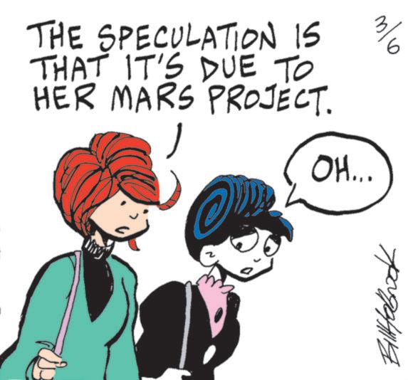 Graphics OCR: THE SPECULATION IS THAT IT'S DUE TO HER MARS PROJECT. OH... 3 m/u ????????? THE SPECULATION IS THAT IT'S DUE TO HER MARS PROJECT . OH ... 3 m / u ?????????