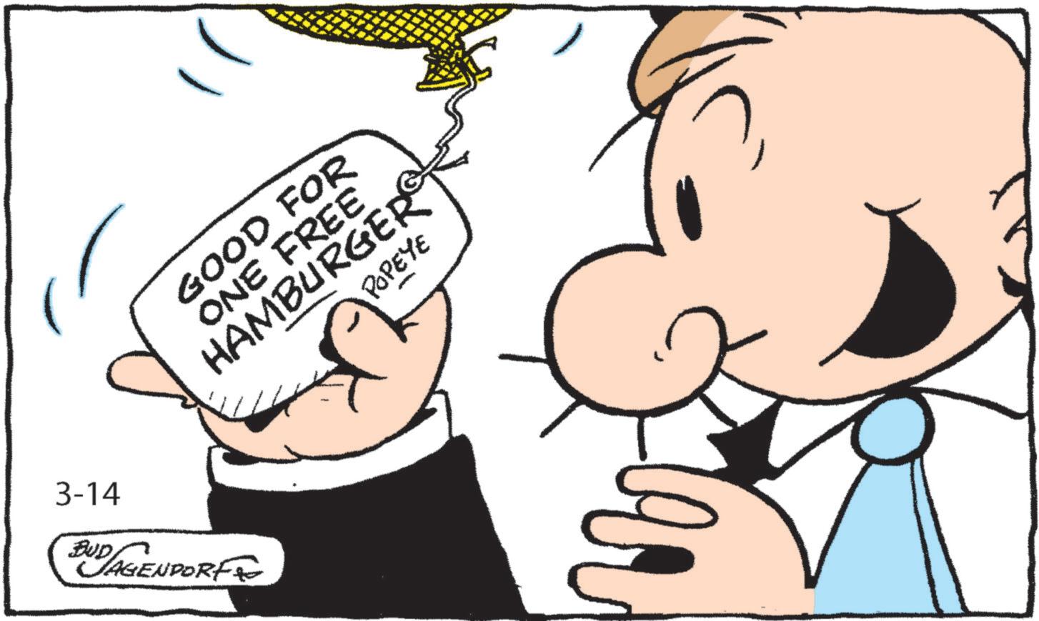 Animation OCR: GOOD FOR ONE FREE HAMBURGER POPEYE 3-14 BUD AGENDORFI GOOD FOR ONE FREE HAMBURGER POPEYE 3-14 BUD AGENDORFI