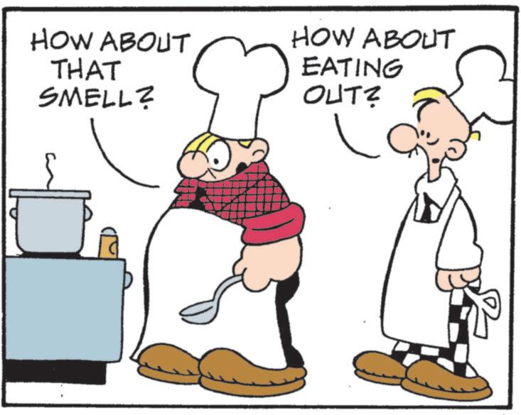 Cooking OCR: HOW ABOUT THAT SMELL? HOW ABOUT EATING OUT? HOW ABOUT THAT SMELL ? HOW ABOUT EATING OUT ?