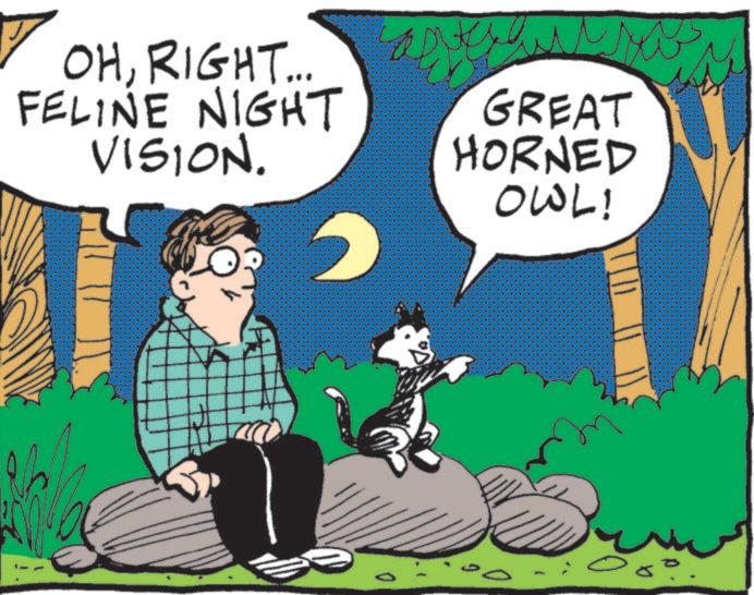 Comic book OCR: OHRIGHT... FELINE NIGHT VISION.GREAT HORNED OWL! 0 Do OHRIGHT ... FELINE NIGHT VISION .GREAT HORNED OWL ! 0 Do