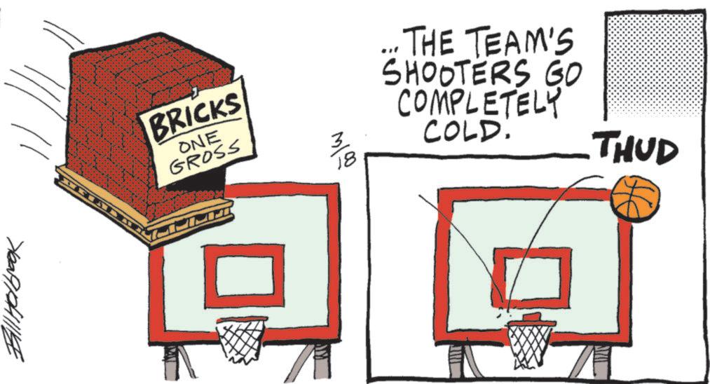 Graphics OCR: Bill Holbrook BRICKS ONE GROSS öölw ... THE TEAM'S SHOOTERS GO COMPLETELY COLD. THUD ? Bill Holbrook BRICKS ONE GROSS öölw ... THE TEAM'S SHOOTERS GO COMPLETELY COLD . THUD ?