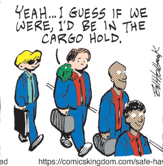 Fictional character OCR: YEAH... I GUESS IF WE WEREI'D BE IN THE CARGO HOLD. ed https://comicskingdom.com/safe-ha BaltHolbrook YEAH ... I GUESS IF WE WEREI'D BE IN THE CARGO HOLD . ed https://comicskingdom.com/safe-ha BaltHolbrook