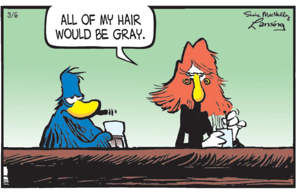 Comics OCR: 3/6 ALL OF MY HAIR WOULD BE GRAY. Susie MacNelly Lansing TTAL 3/6 ALL OF MY HAIR WOULD BE GRAY . Susie MacNelly Lansing TTAL