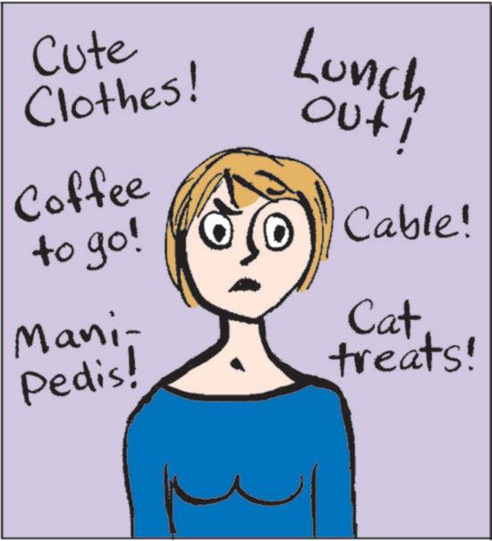 Graphics OCR: Cute Clothes! Coffee to go! Mani- Pedis! Q Lunch out! Cable! Cat treats! Cute Clothes ! Coffee to go ! Mani- Pedis ! Q Lunch out ! Cable ! Cat treats !