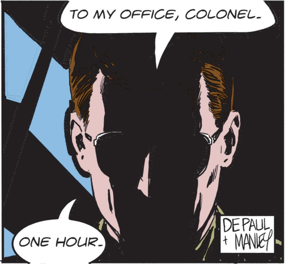 Fictional character OCR: TO MY OFFICECOLONEL ONE HOUR- PA 698886 D 9 800 101 001 UD DE PAUL + MANLEY TO MY OFFICECOLONEL ONE HOUR- PA 698886 D 9 800 101 001 UD DE PAUL + MANLEY