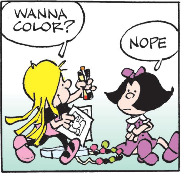 Fictional character OCR: WANNA COLOR? NOPE WANNA COLOR ? NOPE