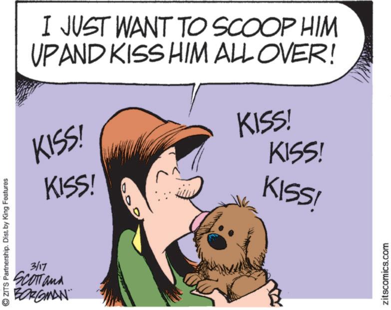 Happiness OCR: OZITS Partnership. Dist. by King Features 3/17 SCOTT and BORGMAN I JUST WANT TO SCOOP HIM UPAND KISS HIM ALL OVER! KISS! KISS! KISS! KISS! KISS! zitscomics.com OZITS Partnership . Dist . by King Features 3/17 SCOTT and BORGMAN I JUST WANT TO SCOOP HIM UPAND KISS HIM ALL OVER ! KISS ! KISS ! KISS ! KISS ! KISS ! zitscomics.com