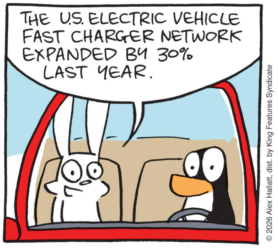 Clip art OCR: THE US. ELECTRIC VEHICLE FAST CHARGER NETWORK EXPANDED BY 30% LAST YEAR. O2026 Alex Hallattdist. by King Features Syndicate THE US . ELECTRIC VEHICLE FAST CHARGER NETWORK EXPANDED BY 30 % LAST YEAR . O2026 Alex Hallattdist . by King Features Syndicate