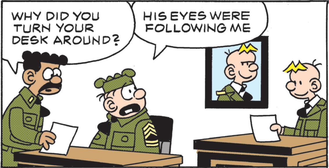 Publication OCR: WHY DID YOU TURN YOUR DESK AROUND? HIS EYES WERE FOLLOWING ME O WHY DID YOU TURN YOUR DESK AROUND ? HIS EYES WERE FOLLOWING ME O
