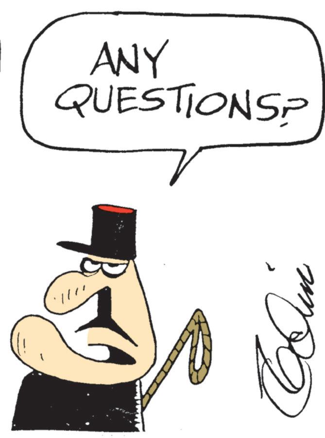 Animated cartoon OCR: ANY QUESTIONSP m ANY QUESTIONSP m