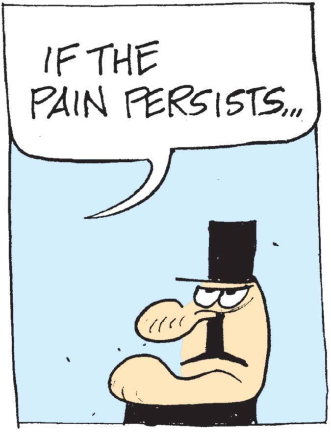 Animation OCR: IF THE PAIN PERSISTS... IF THE PAIN PERSISTS ...