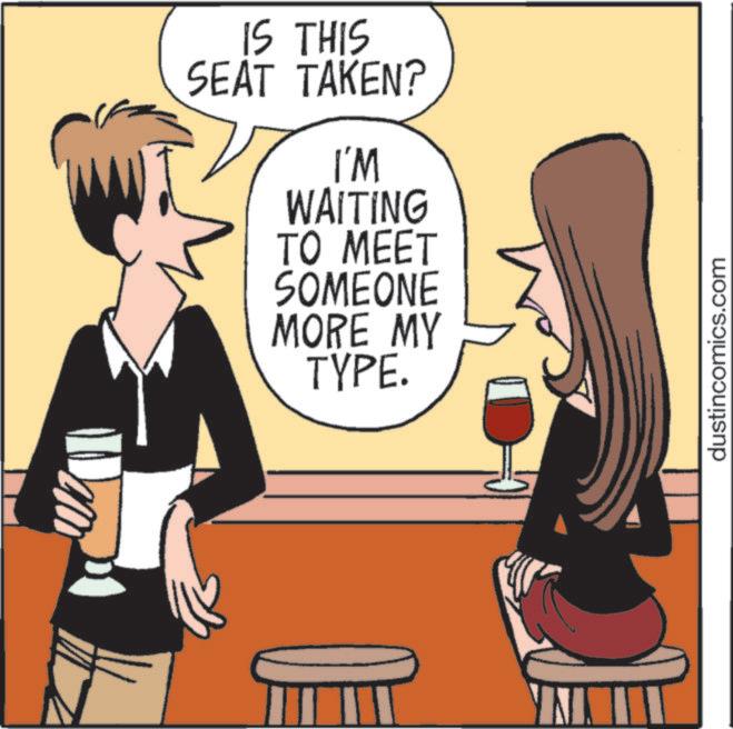 Cocktail OCR: ? IS THIS SEAT TAKEN? I'M WAITING TO MEET SOMEONE MORE MY TYPE. dustincomics.com ? IS THIS SEAT TAKEN ? I'M WAITING TO MEET SOMEONE MORE MY TYPE . dustincomics.com