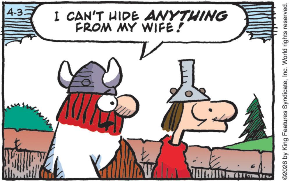 Pack animal OCR: ? UIPUDIN 4-3= I CAN'T HIDE ANYTHING FROM MY WIFE! TH ©2026 by King Features SyndicateInc. World rights reserved. ? UIPUDIN 4-3 = I CAN'T HIDE ANYTHING FROM MY WIFE ! TH © 2026 by King Features SyndicateInc. World rights reserved .