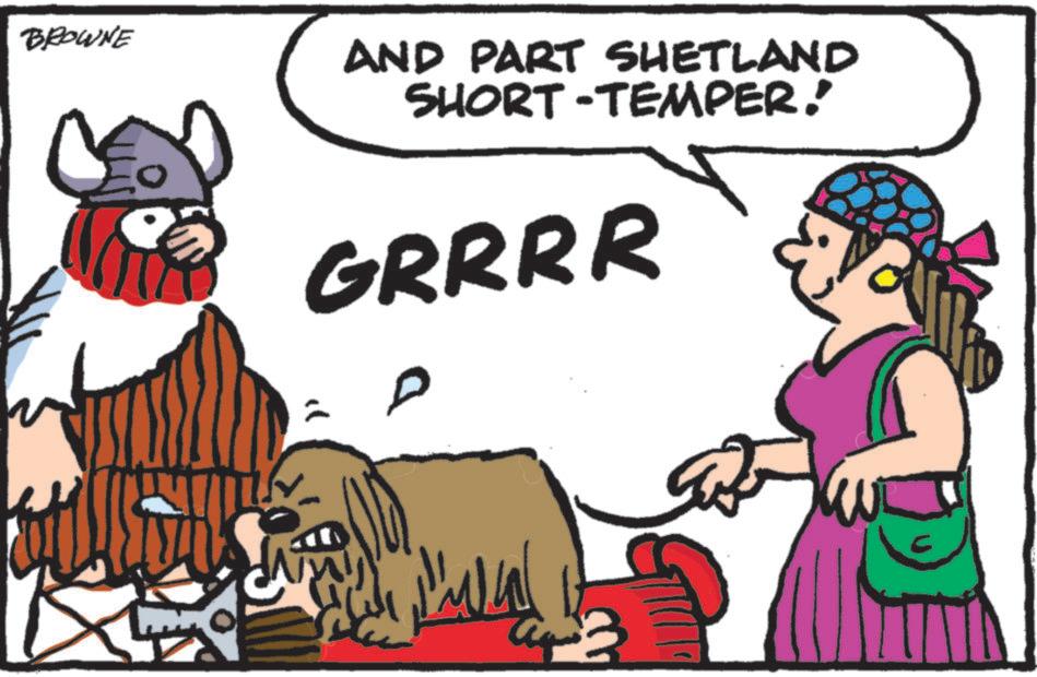 Fictional character OCR: BROWNE AND PART SHETLAND SHORT-TEMPER. GRRRR ?? D C BROWNE AND PART SHETLAND SHORT - TEMPER . GRRRR ?? D C