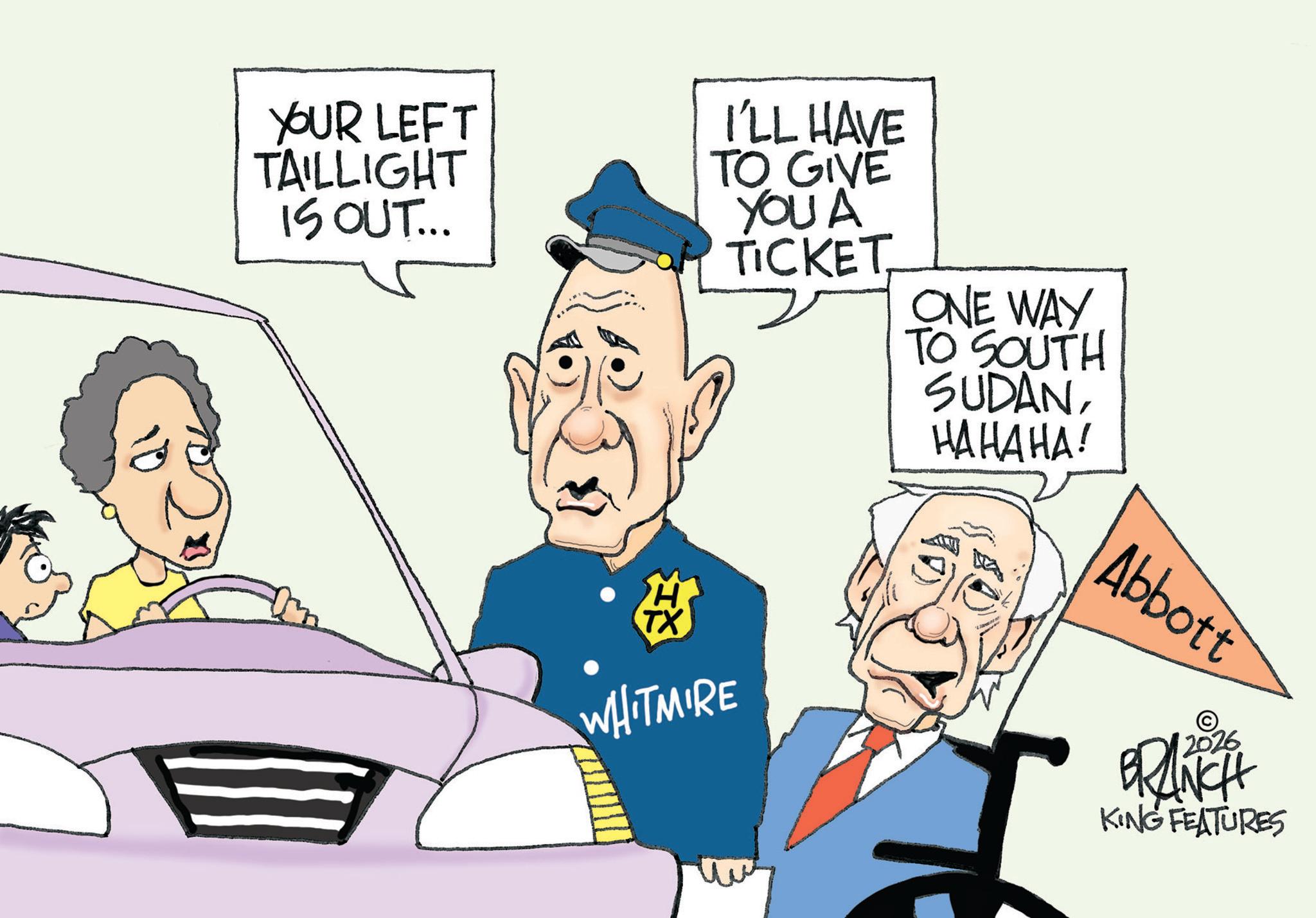 Security OCR: YOUR LEFT TAILLIGHT IS OUT... I'LL HAVE TO GIVE YOU A TICKET WHITMIRE ONE WAY TO SOUTH SUDANHAHAHA! Abbott BRANCH KING FEATURES YOUR LEFT TAILLIGHT IS OUT ... I'LL HAVE TO GIVE YOU A TICKET WHITMIRE ONE WAY TO SOUTH SUDANHAHAHA ! Abbott BRANCH KING FEATURES