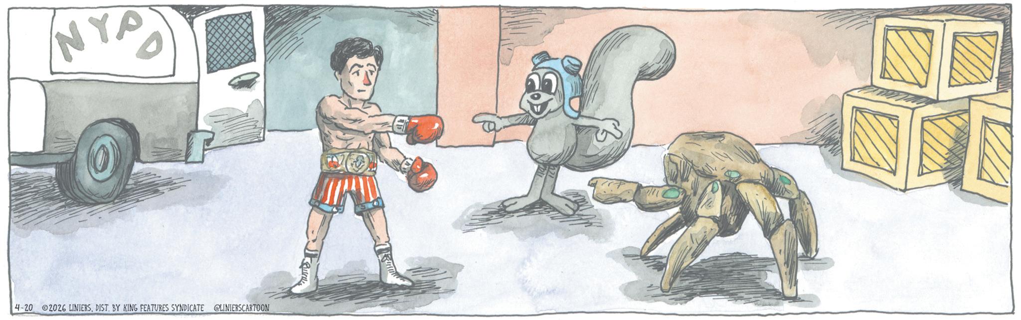 Animated cartoon OCR: NYPO 4-20 2026 LINIERSDIST. BY KING FEATURES SYNDICATE @LINIERSCARTOON NS NYPO 4-20 2026 LINIERSDIST . BY KING FEATURES SYNDICATE @LINIERSCARTOON NS