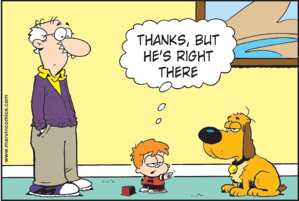 Happiness OCR: www.marvincomics.com A ? THANKSBUT HE'S RIGHT THERE ? www.marvincomics.com A ? THANKSBUT HE'S RIGHT THERE ?
