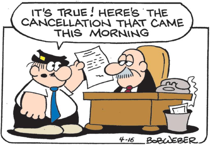 Photo caption OCR: IT'S TRUE! HERE'S THE CANCELLATION THAT CAME THIS MORNING 1111 4-16 BOBWEBER IT'S TRUE ! HERE'S THE CANCELLATION THAT CAME THIS MORNING 1111 4-16 BOBWEBER