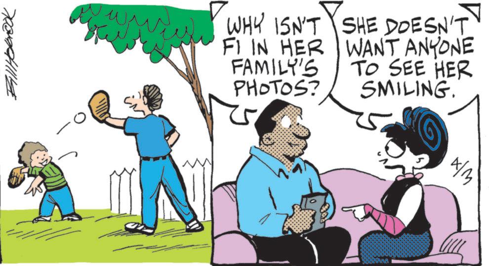 Fiction OCR: Bill Holbrook WHY ISN'T FI IN HER FAMILY'S PHOTOS? SHE DOESN'T WANT ANYONE TO SEE HER SMILING. A/M Bill Holbrook WHY ISN'T FI IN HER FAMILY'S PHOTOS ? SHE DOESN'T WANT ANYONE TO SEE HER SMILING . A / M