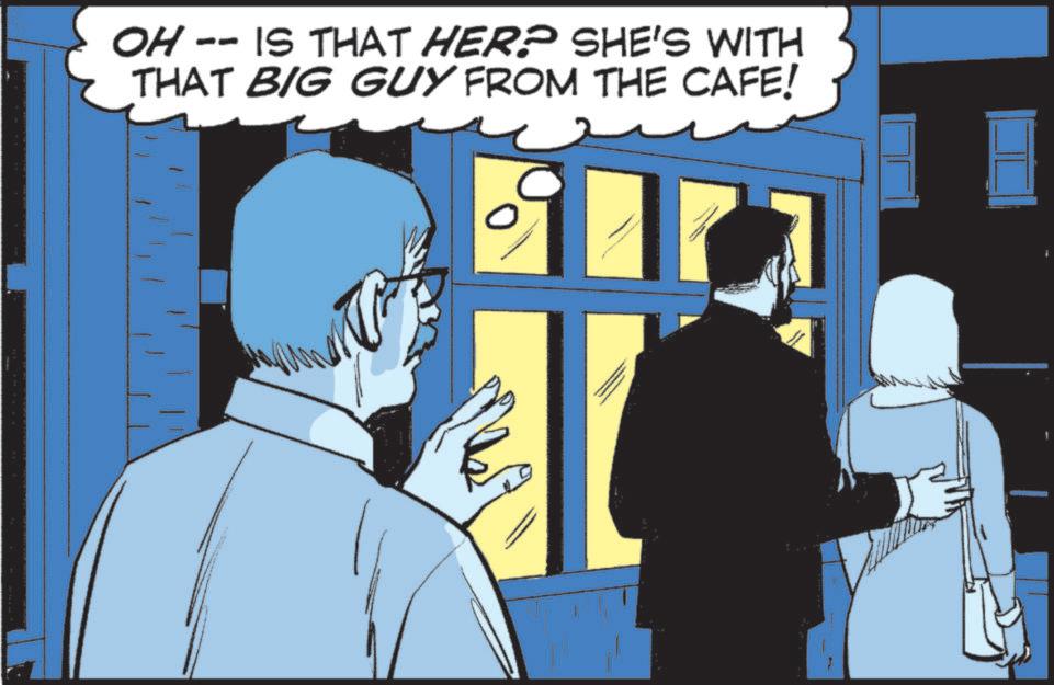 Animated cartoon OCR: OH -- IS THAT HER? SHE'S WITH THAT BIG GUY FROM THE CAFE! OH -- IS THAT HER ? SHE'S WITH THAT BIG GUY FROM THE CAFE !