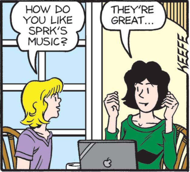 Graphics OCR: HOW DO YOU LIKE SPRK'S THEY'RE GREAT... MUSIC? KEEFE HOW DO YOU LIKE SPRK'S THEY'RE GREAT ... MUSIC ? KEEFE