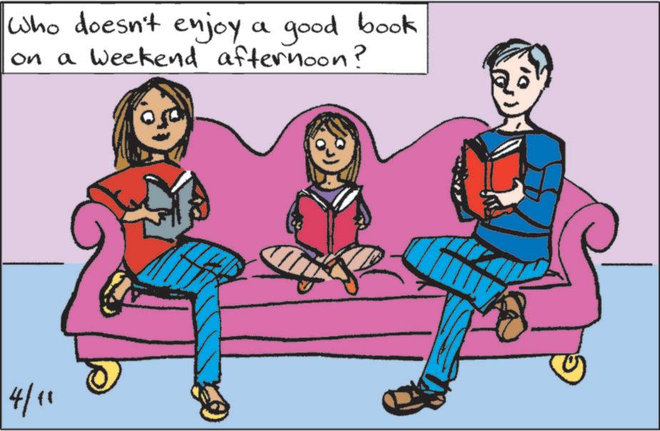 Reading OCR: Who doesn't enjoy a good book Weekend afternoon? on a 4/11 Who doesn't enjoy a good book Weekend afternoon ? on a 4/11