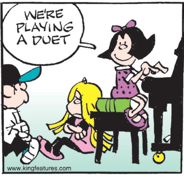 Clip art OCR: WE'RE PLAYING A DUET www.kingfeatures.com WE'RE PLAYING A DUET www.kingfeatures.com