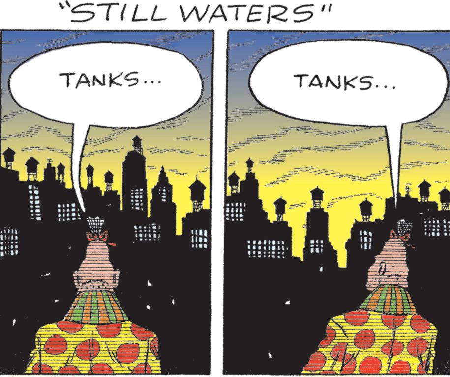 Fictional character OCR: "STILL WATERS" TANKS... TANKS... " STILL WATERS " TANKS ... TANKS ...