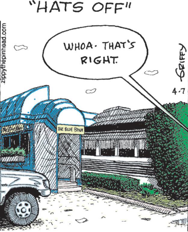 Illustration OCR: zippythepinhead.com } THE BLUE BENN "HATS OFF" WHOA. THAT'S RIGHT. GRIFFY 47 zippythepinhead.com } THE BLUE BENN " HATS OFF " WHOA . THAT'S RIGHT . GRIFFY 47