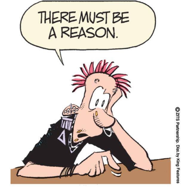 Animation OCR: THERE MUST BE A REASON. ©ZITS Partnership. Dist. by King Features THERE MUST BE A REASON . © ZITS Partnership . Dist . by King Features