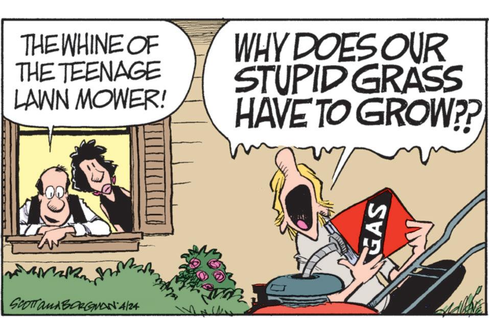 Humour OCR: THE WHINE OF THE TEENAGE LAWN MOWER! WHY DOES OUR STUPID GRASS HAVE TO GROW?? SCOTTAMA BORGNANA/24 GAS THE WHINE OF THE TEENAGE LAWN MOWER ! WHY DOES OUR STUPID GRASS HAVE TO GROW ?? SCOTTAMA BORGNANA / 24 GAS