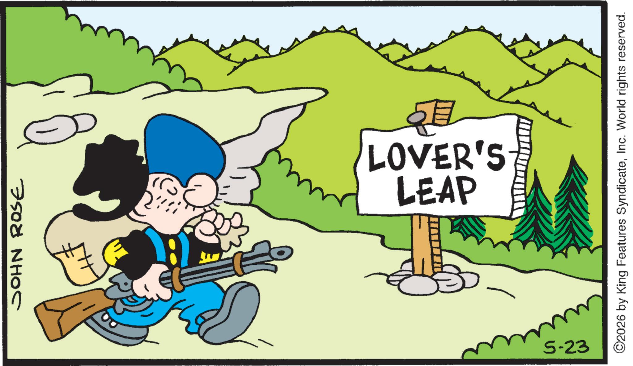 Fictional character OCR: JOHN ROSE LEAP LOVER'S 5-23 ©2026 by King Features SyndicateInc. World rights reserved. JOHN ROSE LEAP LOVER'S 5-23 © 2026 by King Features SyndicateInc. World rights reserved .