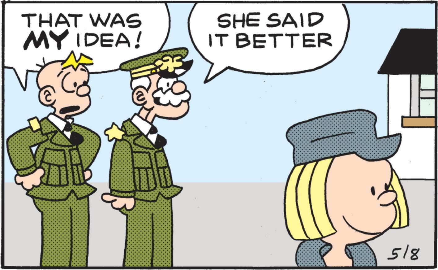 Fictional character OCR: THAT WAS MY IDEA! SHE SAID IT BETTER 5/8 THAT WAS MY IDEA ! SHE SAID IT BETTER 5/8
