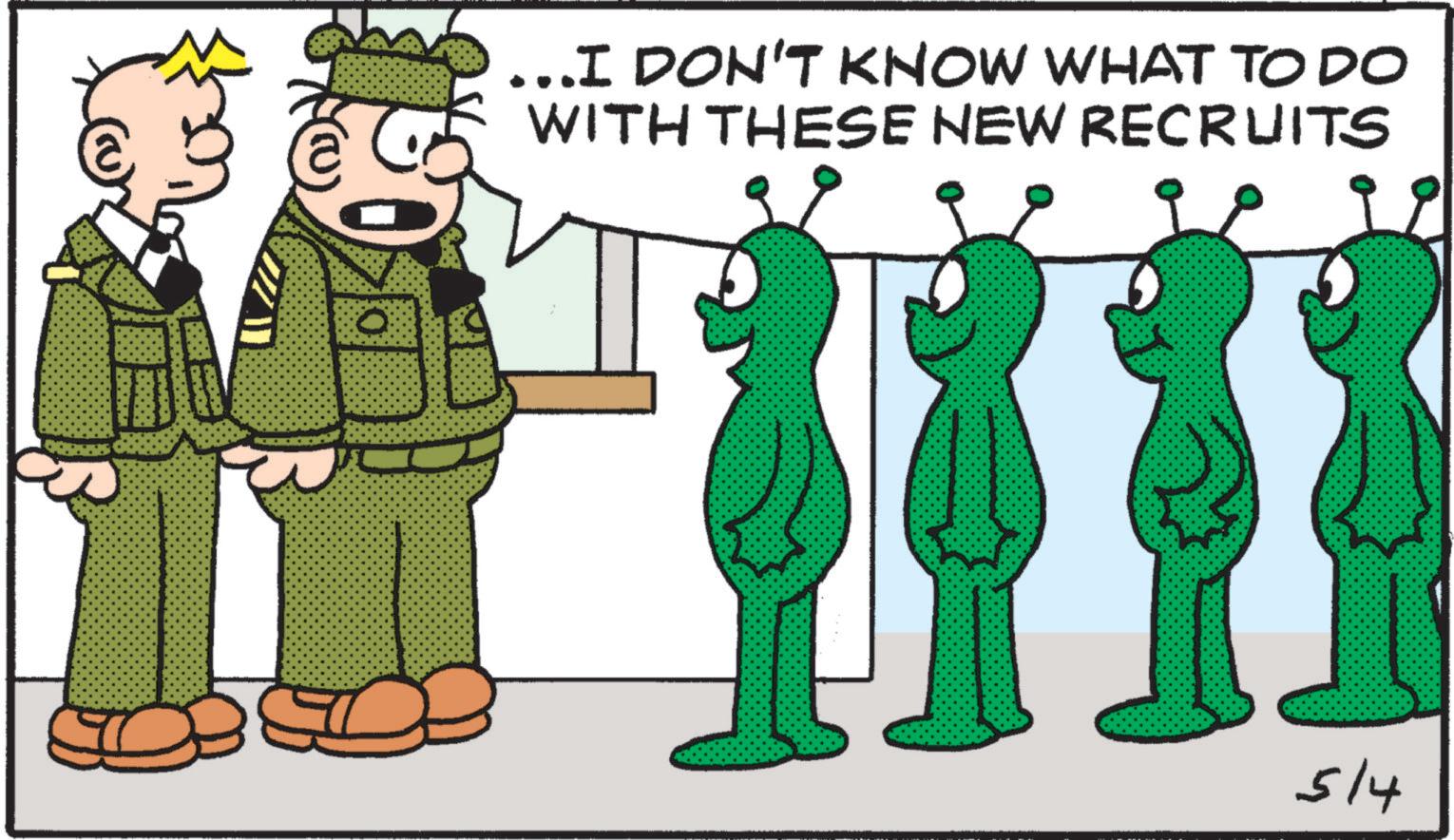 Fictional character OCR: …….I DON'T KNOW WHAT TO DO WITH THESE NEW RECRUITS 5/4 …… .I DON'T KNOW WHAT TO DO WITH THESE NEW RECRUITS 5/4