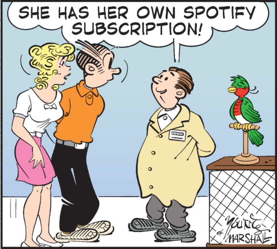 Photo caption OCR: SHE HAS HER OWN SPOTIFY SUBSCRIPTION! S YOUTC MARSHAL SHE HAS HER OWN SPOTIFY SUBSCRIPTION ! S YOUTC MARSHAL