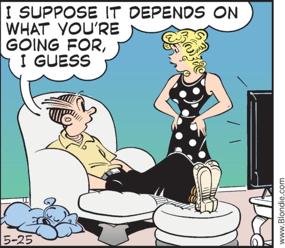 Comic book OCR: 5-25 I SUPPOSE IT DEPENDS ON WHAT YOU'RE GOING FORI GUESS & www.Blondie.com 5-25 I SUPPOSE IT DEPENDS ON WHAT YOU'RE GOING FORI GUESS & www.Blondie.com