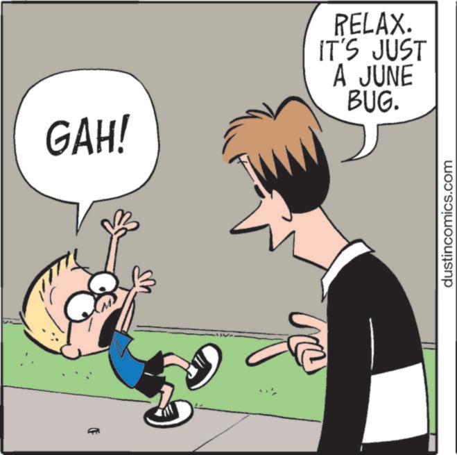 Pleased OCR: GAH! B RELAX. IT'S JUST A JUNE BUG. dustincomics.com GAH ! B RELAX . IT'S JUST A JUNE BUG . dustincomics.com