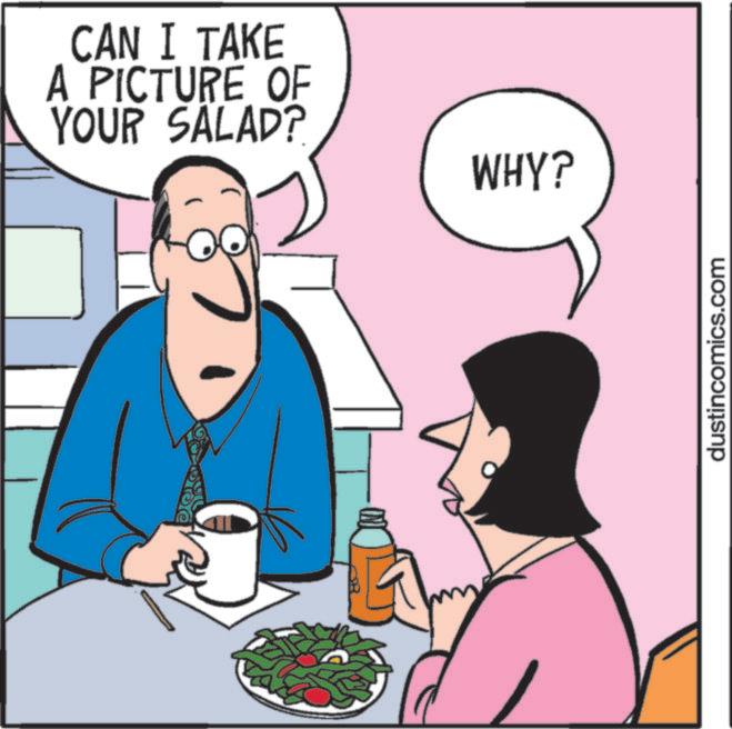 Animated cartoon OCR: CAN I TAKE A PICTURE OF YOUR SALAD? WHY? dustincomics.com CAN I TAKE A PICTURE OF YOUR SALAD ? WHY ? dustincomics.com