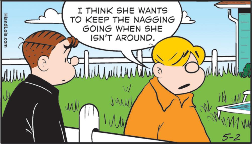 Fictional character OCR: HiandLois.com I THINK SHE WANTS TO KEEP THE NAGGING GOING WHEN SHE ? ?? ISN'T AROUND. ????? ?? W 5-2 HiandLois.com I THINK SHE WANTS TO KEEP THE NAGGING GOING WHEN SHE ? ?? ISN'T AROUND . ????? ?? W 5-2