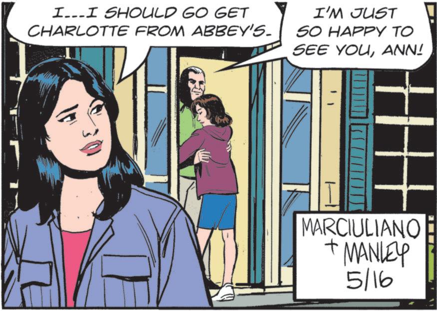 Book OCR: I…….I SHOULD GO GET CHARLOTTE FROM ABBEY'S. I'M JUST SO HAPPY TO SEE YOUANN! MARCIULIANO + MANLEY 5/16 I …… .I SHOULD GO GET CHARLOTTE FROM ABBEY'S . I'M JUST SO HAPPY TO SEE YOUANN ! MARCIULIANO + MANLEY 5/16