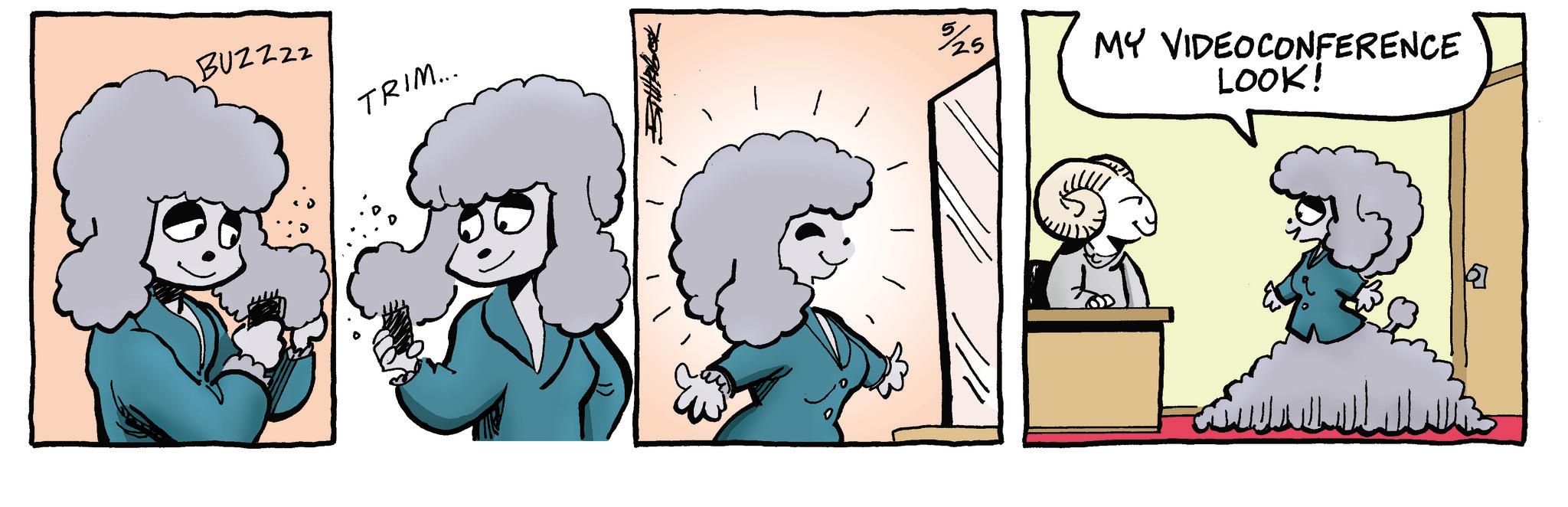 Comic book OCR: BUZZzz TRIM..... 525 MY VIDEOCONFERENCE LOOK! BUZZzz TRIM ..... 525 MY VIDEOCONFERENCE LOOK !